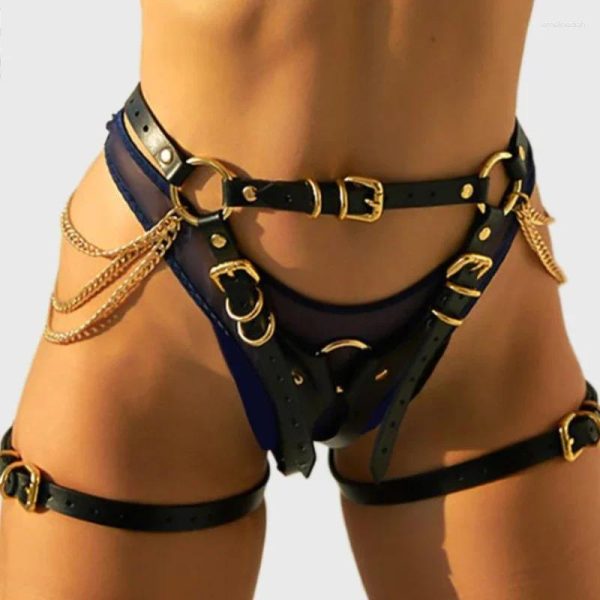 Belts Sexy Leather Harness Garter Lingerie Gothic Body Bondage Cage Punk Leg Suspenders Straps Women Rave Thigh Stockings Female