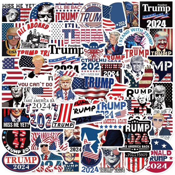 50pcs DIY Famous Car Stickers US President Trump Graffiti Decals for Luggage Guitar Cup Motorcycle Scooter Fridge Toys Skateboard Helmets