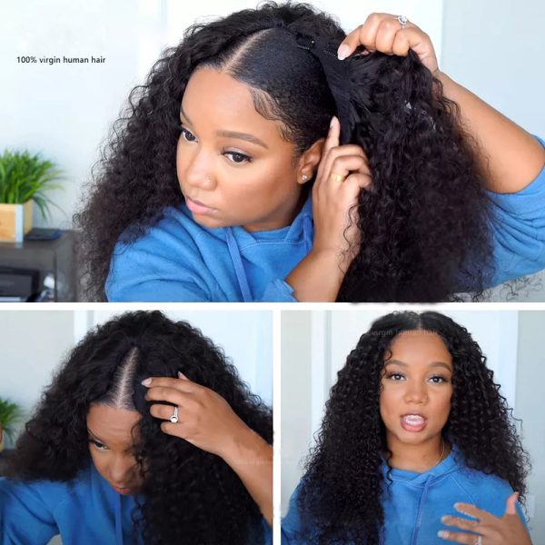 V Part Lace Wigs 150% 180% 210% Density Jerry Curly Brazilian 100% Virgin Human Hair Natural Color Yirubeauty 10-30inch