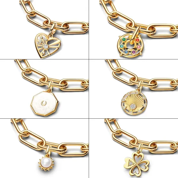 2024 New 14K Gold Plated 925 Silver Power of the Light Sun Medallion Charm Fit Original Me Bracelet Women Jewelry DIY