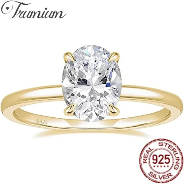 Trumium 3CT 925 Sterling Silver Engagement Rings Oval Cut Solitaire Cubic Zirconia CZ Wedding Promise for Women Size 311 240313