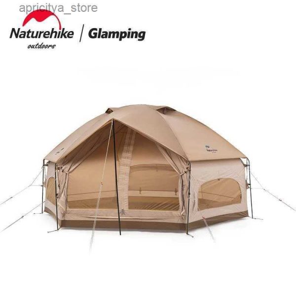 Tents and Shelters Naturehike New MG Hexagonal Tent Outdoor Large Space Camping Waterproof And Wind Resistant Yurt Tent Integrated Tent Pole Tent H241127