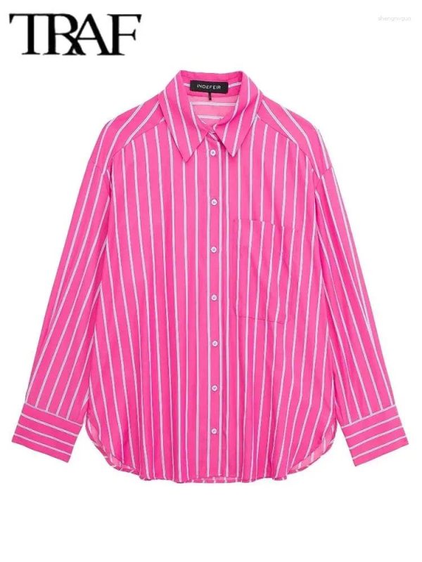 Women's Blouses Striped Oversized Shirt Women Button Up Woman Long Sleeve Shirts And For Collared Top