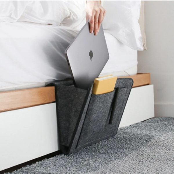 1pc Felt Bedside Storage Bag Pouch Bed Desk Bag Sofa TV Remote Control Hanging Caddy Couch Storage Organizer Bed Holder PocketsRemote control organizer