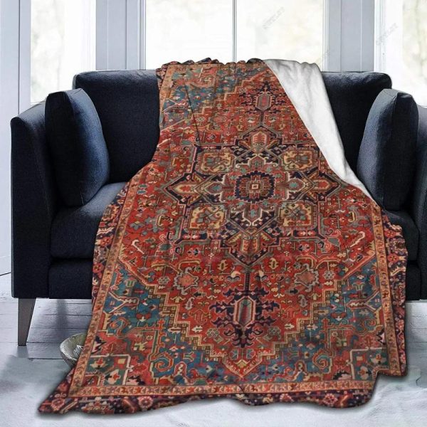 Blankets Antique Kurdish North West Persian Rug Blanket Tribal Vintage Flannel Fleece For Kids Teens Adults Soft Cozy Warm Fuzzy