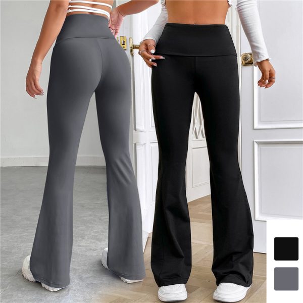 Women Gym Sports Flared Pants Dance Trousers Micro Flared Shark Pants Leggings Slim Yoga Pants Women High Waist Wide Leg Pants