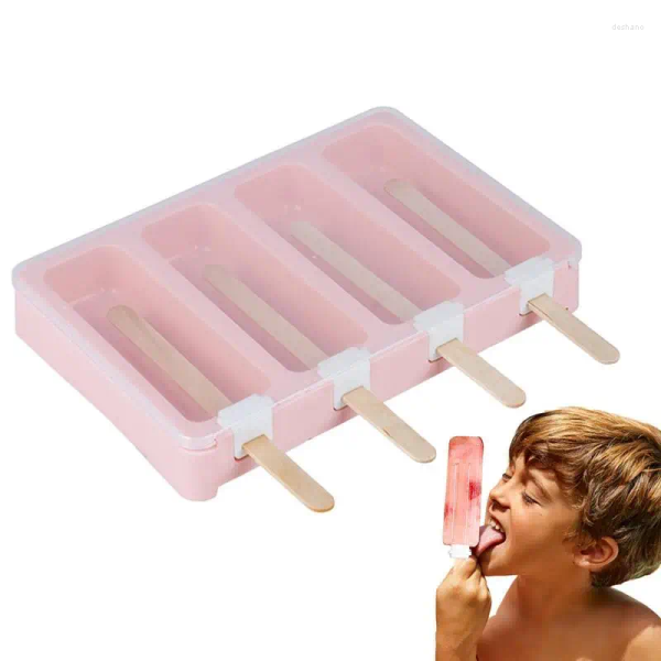 Baking Moulds Ice Molds 4-Cavity Popsicle Maker DIY Mold Easy Release Freezer For