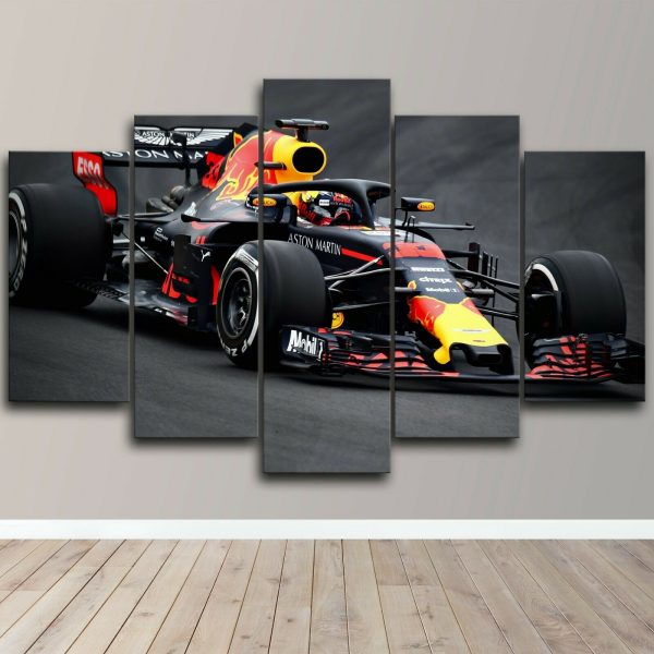 5 Pieces Wall Art Canvas F1 Racing Car Poster Print Living Room Wallpaper Paining Bedroom Home Decoration Framed Artwork