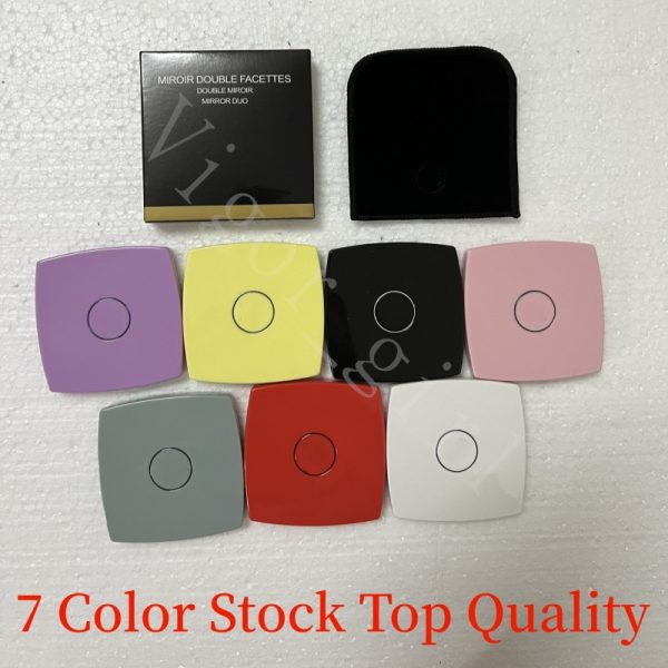 New Pink White Red Yellow Purple Green Brand Folding Compact Face Mirrors with Dust Bag Mirror Black Portable Classic Makeup Tools Engrave