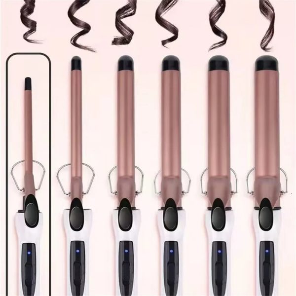 1PC 9mm 1m 22mm Professional Gold Electric Hair Curler Curling Iron Waver Pear Flower Cone Wand Styling Tool 2 240423