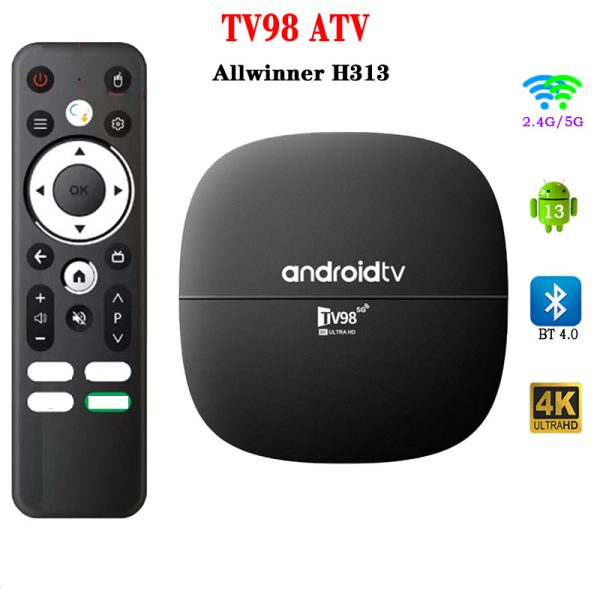 TV98 ATV Smart TV Box Android 13.0 Allwinner H313 Quad Core 2.4G /5G Dual Wifi BT 4K HD Media Player 8G 128G 16G 256G Set Top Box