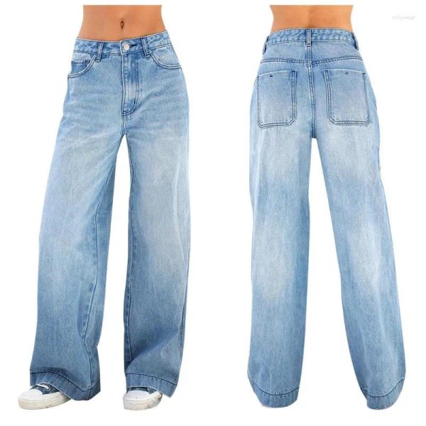 Women's Jeans High Waisted Loose Fitting Wide Leg Floor Mop Woman Pants