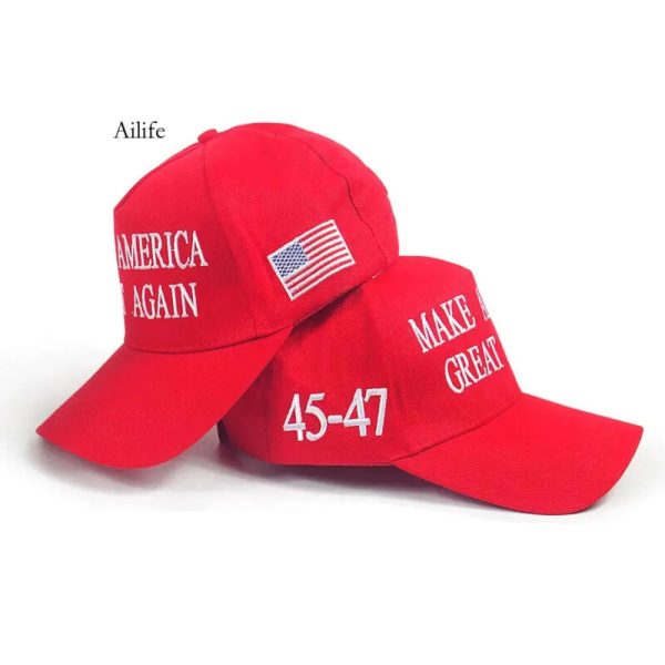 Trump 45-47 Red Hat Make America Great Again American Election Embroidery USA Baseball Cap men women fits