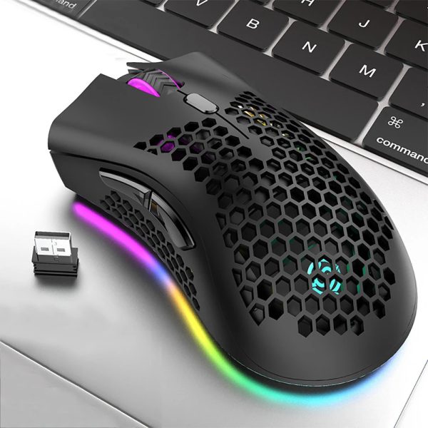 BM600 Rechargeable Gaming Mouse USB 2.4G Wireless RGB Light Honeycomb Gaming Mice Desktop Computer Notebook Laptop E-sports Mice 240522