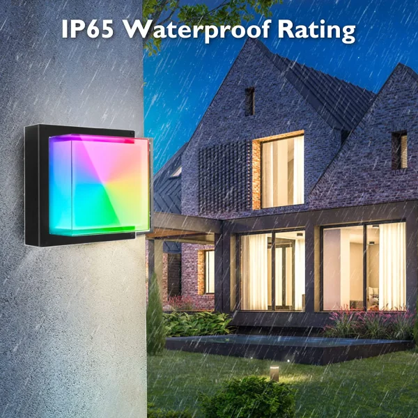 Tuya WIFI Outdoor LED Wall Lamp IP65 Waterproof APP RGB Dimming Double Lampshade Aluminum Acrylic Garden Porch Sconce Light