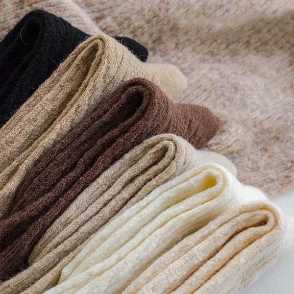 Wool Socks Women's Female Winter Warm Sock Thicker Korean Solid Sheep Wool Knitted Against Cold Snow Thermal Long Socks Soft Sox