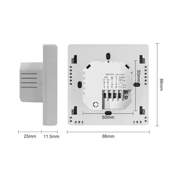 16A Electric Underfloor Heating Tuya Smart Thermostat Temperature Controller Switch with 3 Meter Cable Floor Sensor