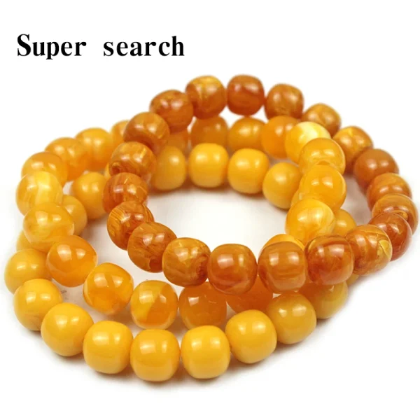 10mm Amber Mineral Amber Old Beeswax Barrel Shape Original Stone Men Give Gifts To Friends Yellow Round Beads Buddha Bracelet