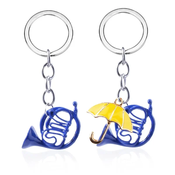 TV HIMYM How I Met Your Mother Keychain Yellow Umbrella Blue French Horn Pendant Keyring For Mom Dad Festival Gift Jewelry