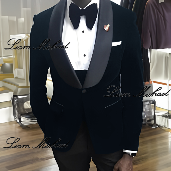 Velvet Formal Men's Suit 3 Piece Party Wedding Tuxedo Groom Customized Homme XS-5XL Blazer Elegant Suit for Men