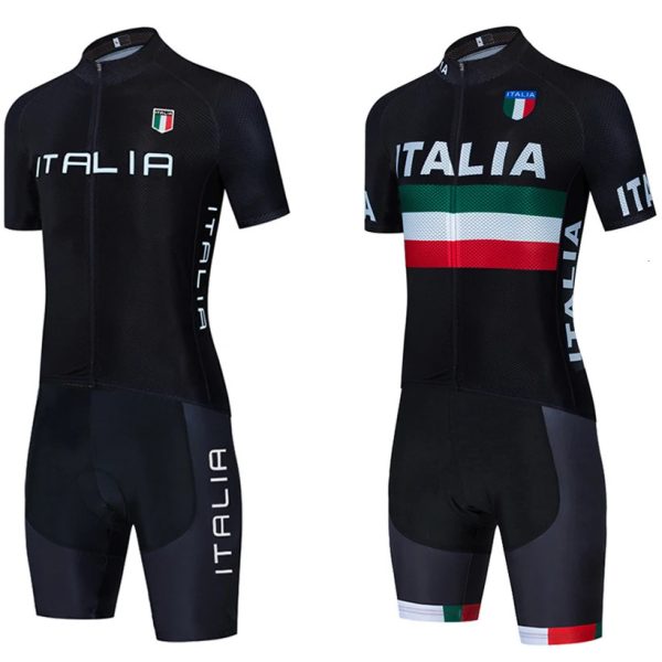 BLACK Cycling Jersey ITALIA Team Bike Jersey Maillot Shorts Set Men Women Ropa Ciclismo Quick Dry Riding Tshirt Clothing 240527