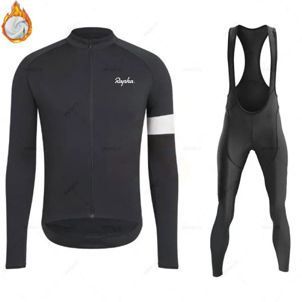 Winter Thermal Fleece Set Cycling Clothes Mens Jersey Sport Riding Bike MTB Clothing Bib Pants Warm Ropa Ciclismo 240506