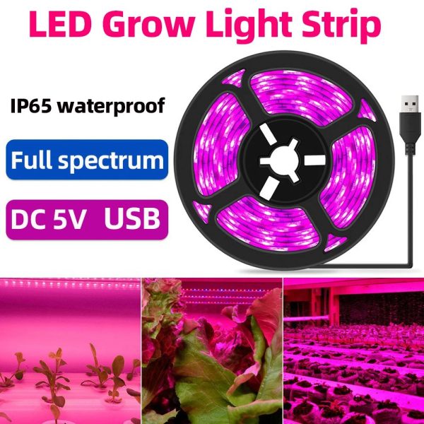 1-3m LED Grow Light DC 5V USB Waterproof Full Spectrum Plant Light Grow LED Strip Phyto Lamp Ultraviolet Infrared Full Spectrum For Vegetable Flower Seedling Grow Tent