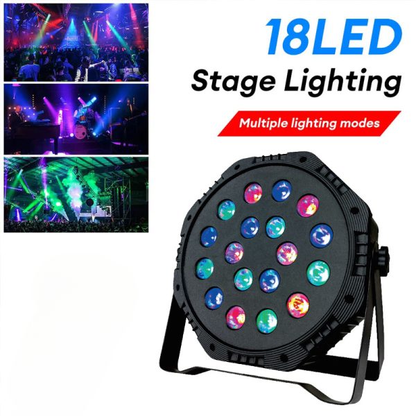 18 LED Stage Light RGB DMX512 EU/US Stage Flat Par Lighting DJ Equipment Disco Party Lighting Christmas Bar Club Wedding Show Light