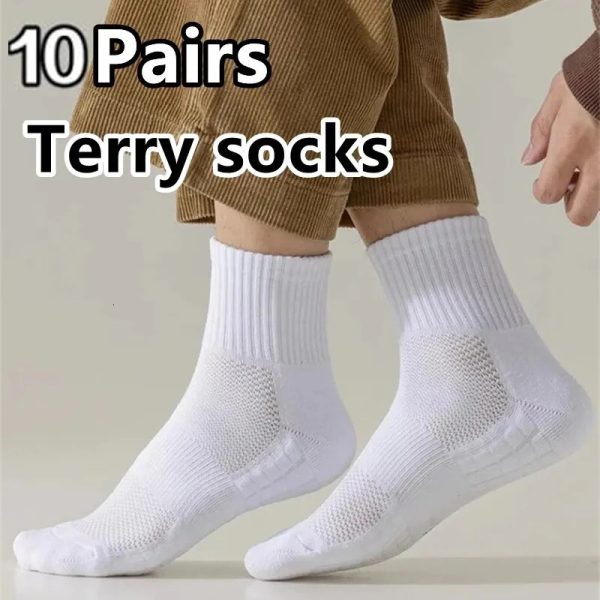 10 Pairs ThickSoled Moisture Wicking Sports Socks with Cushioned Bottoms Perfect for Running and Professional 240601