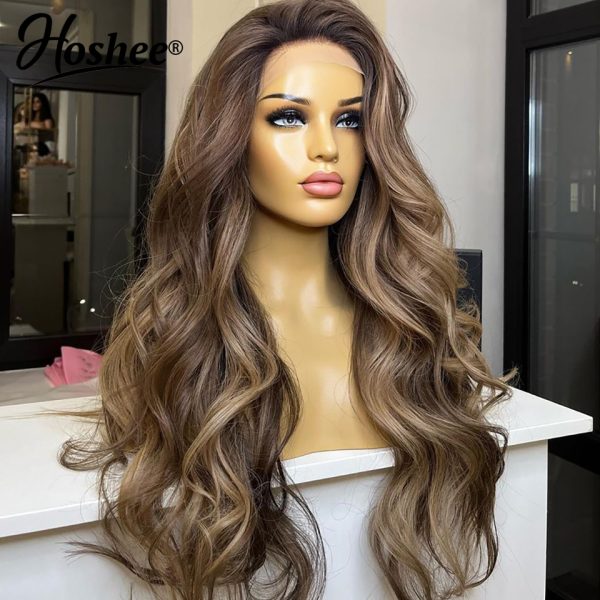 13X4 Body Wave Ombre Brown Front Human Brazilian Remy Hair Lace Wigs For Women Pre-Plucked