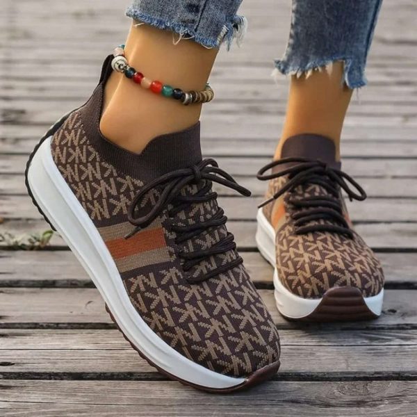 2024 Platform Spring Summer Women Vulcanized Shoes Casual Running Sneakers Lace-Up Wedges Breathable Sports Shoe