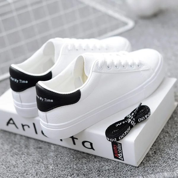 Women Sneakers Fashion Breathble Vulcanized Shoes Pu Leather Platform White Lace Up Casual Zapatos Mujer 240611