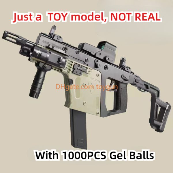 Victor Gel Ball Toy Gun With1000pcs Gel Balls Electric Manual Dual Mode Continuous Firing Submachine Gun 78CM with Silencer Scope Flashlight Infrared RedDot