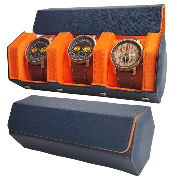 3-Slot Hexago Watch Roll Travel Case Portable Vintage Leather Watch Display Case Storage Box Watch Organizers Men Christmas Gift 240613