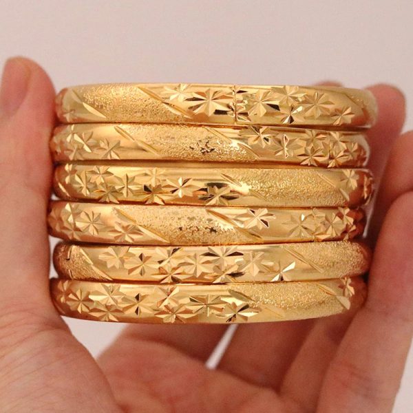 Bangle 8MM 6pcsbatch Dubai Mens Gold Bracelet 24k Colorful Ethiopian Bracelet African Jewelry Saudi Arabia Wedding Bridal Gift 231116