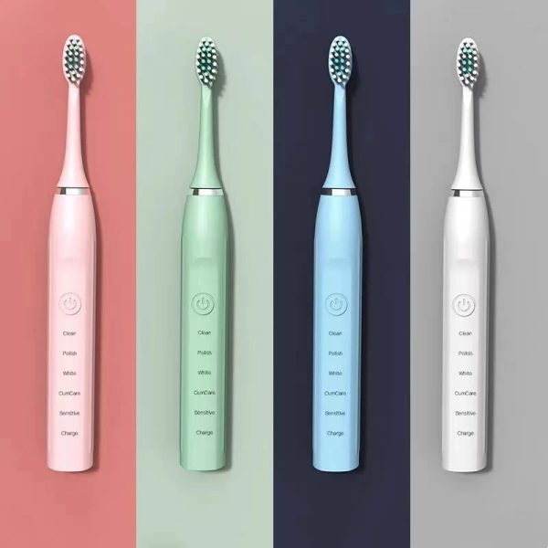 Ultrasonic Electric Toothbrush for Adults Timer Teeth Automatic Vibrator Sonic Brush Whitening IPX7 Waterproof 4 Brush Heads