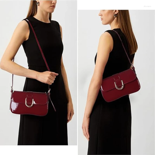 Bag Women 2024 Premium Sense Shoulder Korean Retro Burgundy Horseshoe Buckle Tote Underarm Crossbody