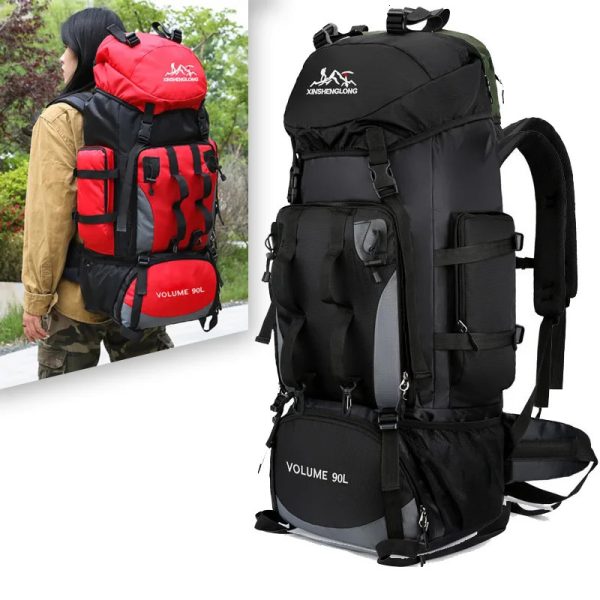 90L Waterproof Hiking Camping Backpack Trekking Bag Rucksack Large Capacity Travel Outdoor Sports Bags Equipment Men 240601