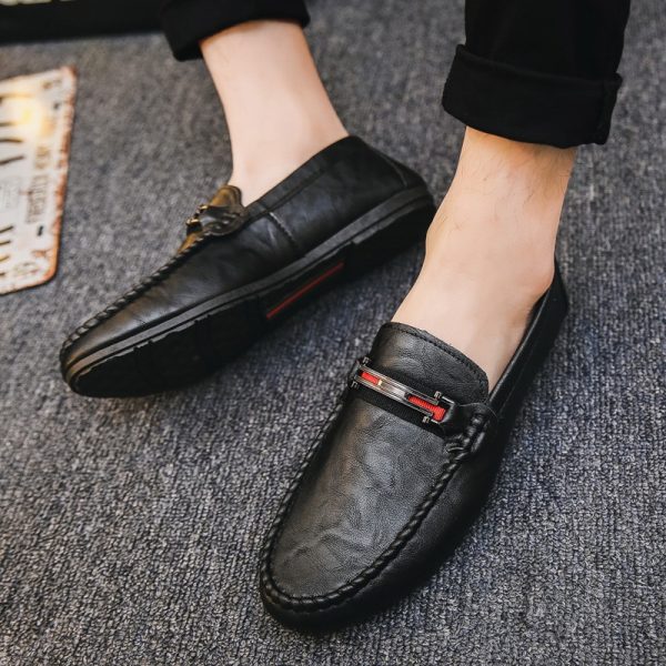 2024 New Personalized British Social Loafers Men'S Black Summer Breathable Fashion Shoes Men'S Slip-On Men'S Shoes