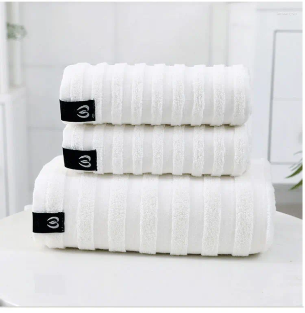 Towel Towels Bathroom Luxury Bath Hand Hair Striped Absorbent Set