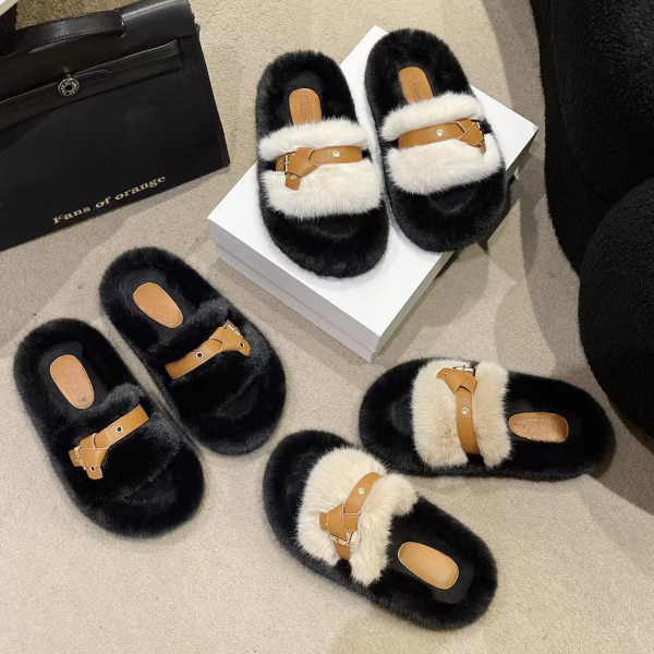 2023 Newest Fur Wool Sliders Women Fashion Sandals Shoes Green Towelling Slippers