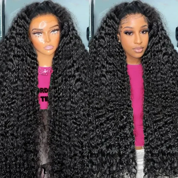 30 40 Inches Deep Wave 13x6 HD Transparent Human Hair Wig 13x4 Glueless Curly Wave Lace Frontal Wigs Synthetic For Woman