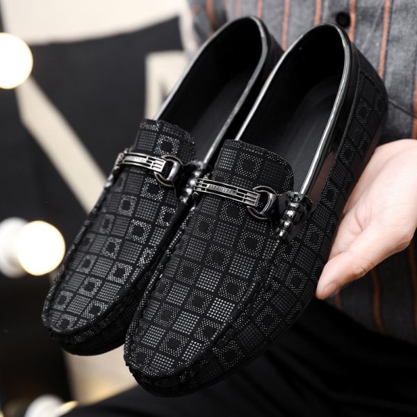 Thick Black Driving British Single Shoes Shoes Lazy Slip-On Loafers Non-Slip Durable Footwear Leather Shoes Formal Wear