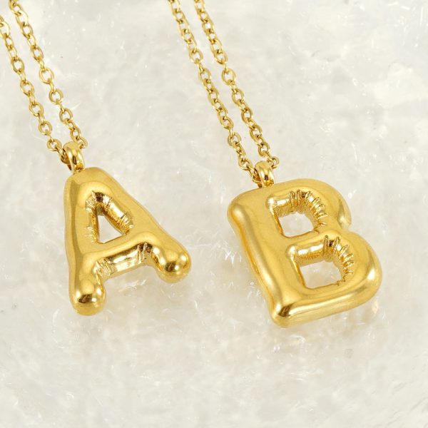 18k Gold English Letter Pendant Necklace Chunky Bubble Balloon Initial Necklaces Charm Gold Chain Woman Man Designer Jewelry Gift Party Fashion Luxury Jewelry