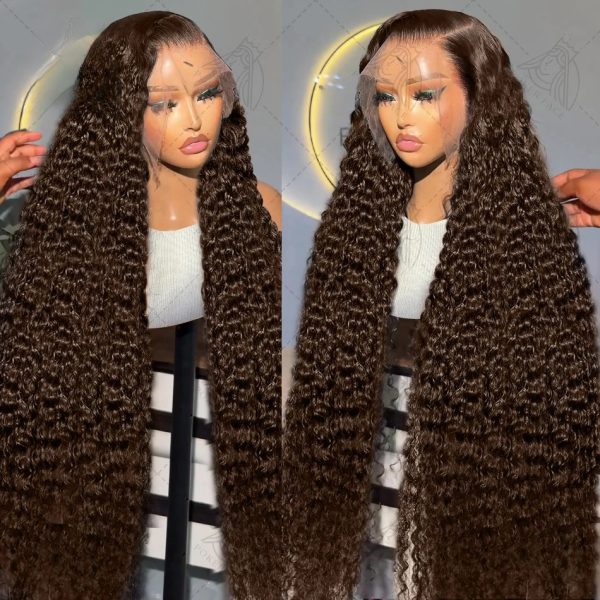 200 Density 30 Inch Highlight Honey Brown Curly HD Lace Front Human Hair Wigs 13x4 13x6 Ombre Color Deep Water Wave Frontal Wigs