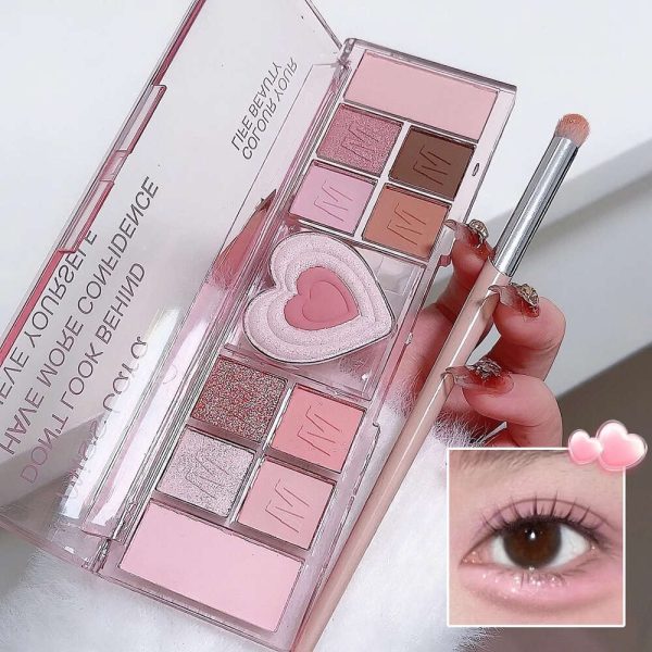 12 Colors Love Highlighting Eyeshadow Blush Palette Professional Multi-purpose Cosmetic Eyes Mineral Pigment Powder Makeup Plate F619-8