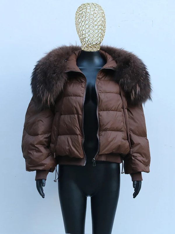 Women's Down Parkas ANNSIRGRA Winter Down Jacket Women Large Real Raccoon Fur Collar Short Female Parkas Thick Warm 90% Duck Down Coat Loose 231212