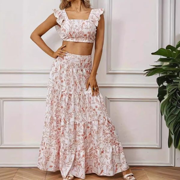 2024 Summer Popular Print Set Half Skirt Short Top Print Half Skirt Set Women's Clothing