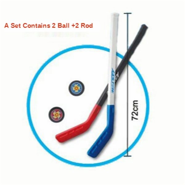 A Set Children's Toy Pulley Ice Hockey 72CM Plastic Hockey Stick Children's Outdoor Sports Toy Hockey Stick