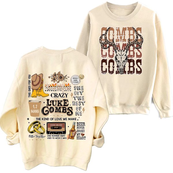 Western Luke Combs County Music Sweatshirt Harajuku Round Neck Long Sleeve Oversized Hoodie